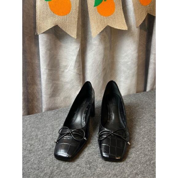 SCHUTZ Arissa Pump Black Croc Emboss Leather Size 6.5B NWT - Picture 2 of 9